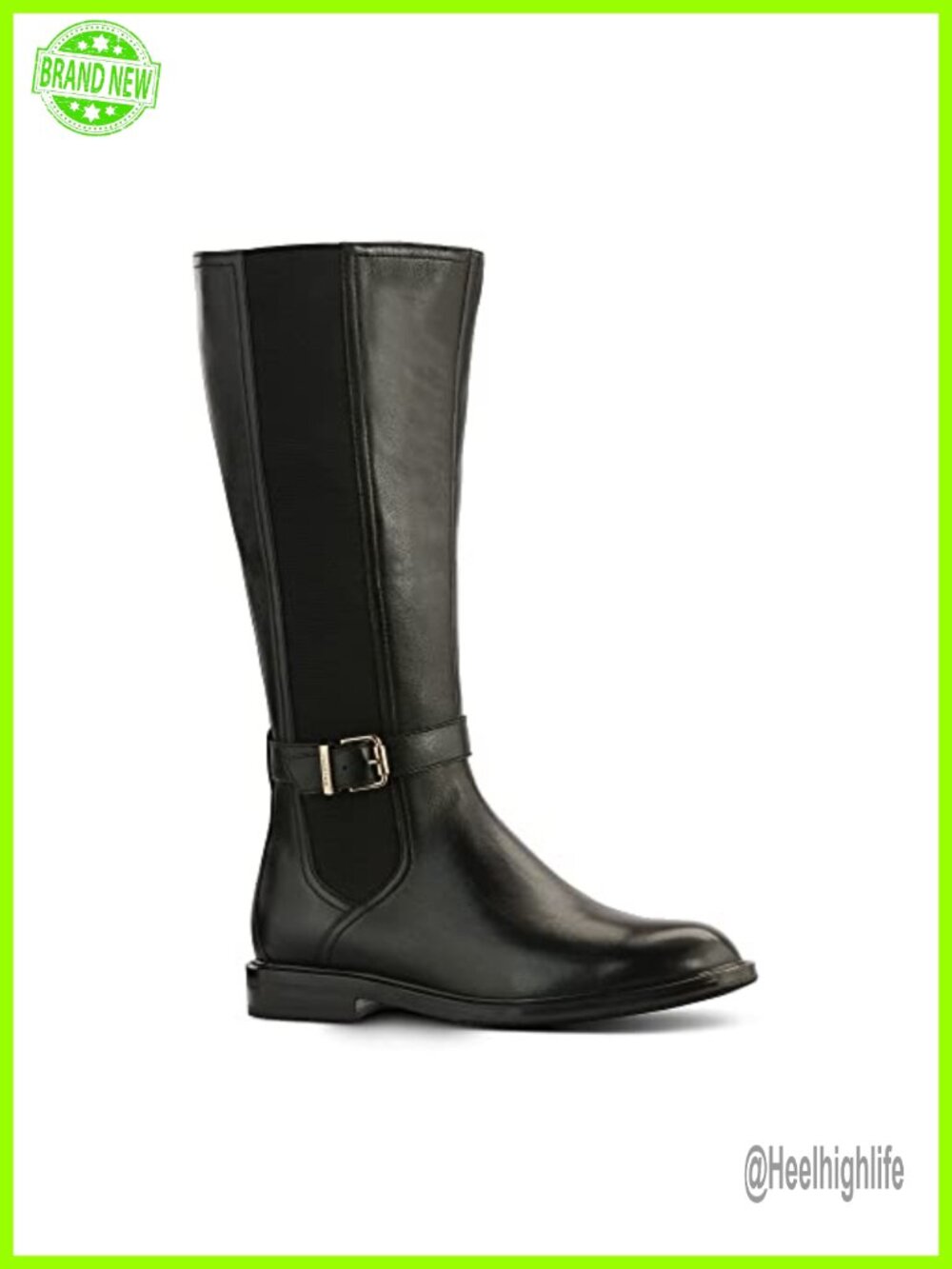 Women's Leather Knee-High Block Heel Boots with Cushioned Insole